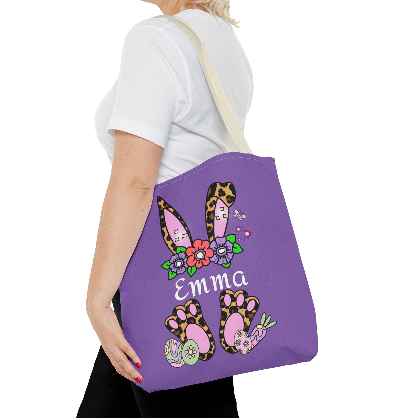 Personalized Easter Cheetah Print Tote Bag