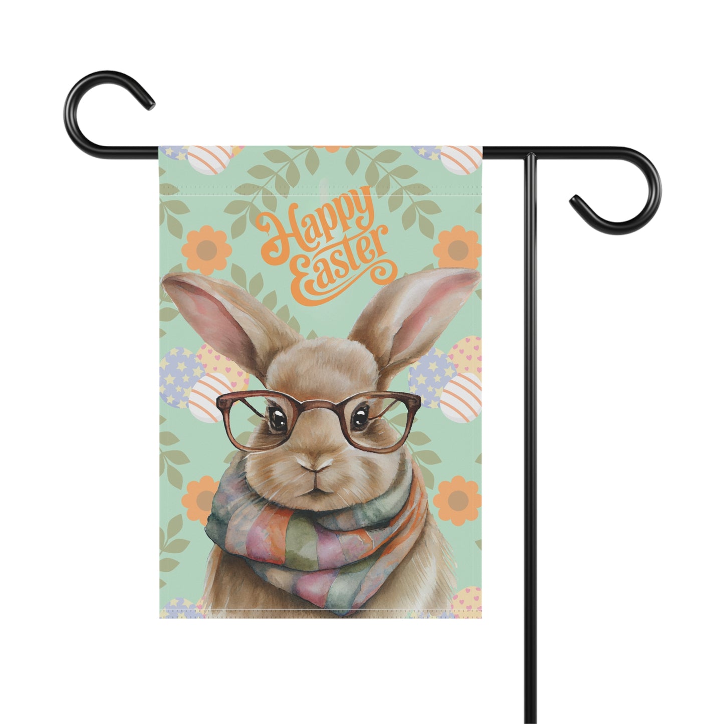 Easter Garden & House Banner - Cheerful Bunny Design with 'Happy Easter' Message
