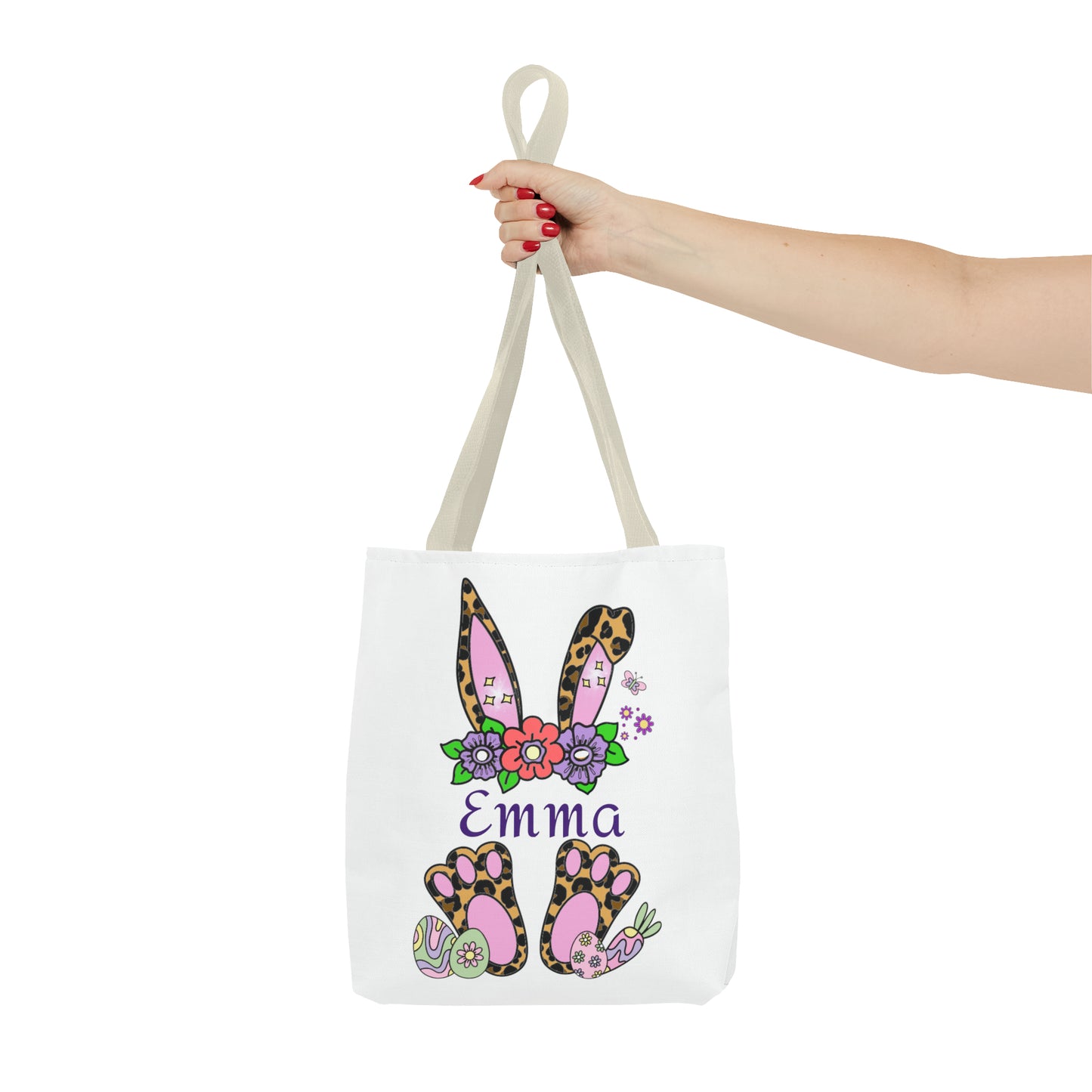 Personalized Easter Cheetah Print Tote Bag- Available in 2 sizes