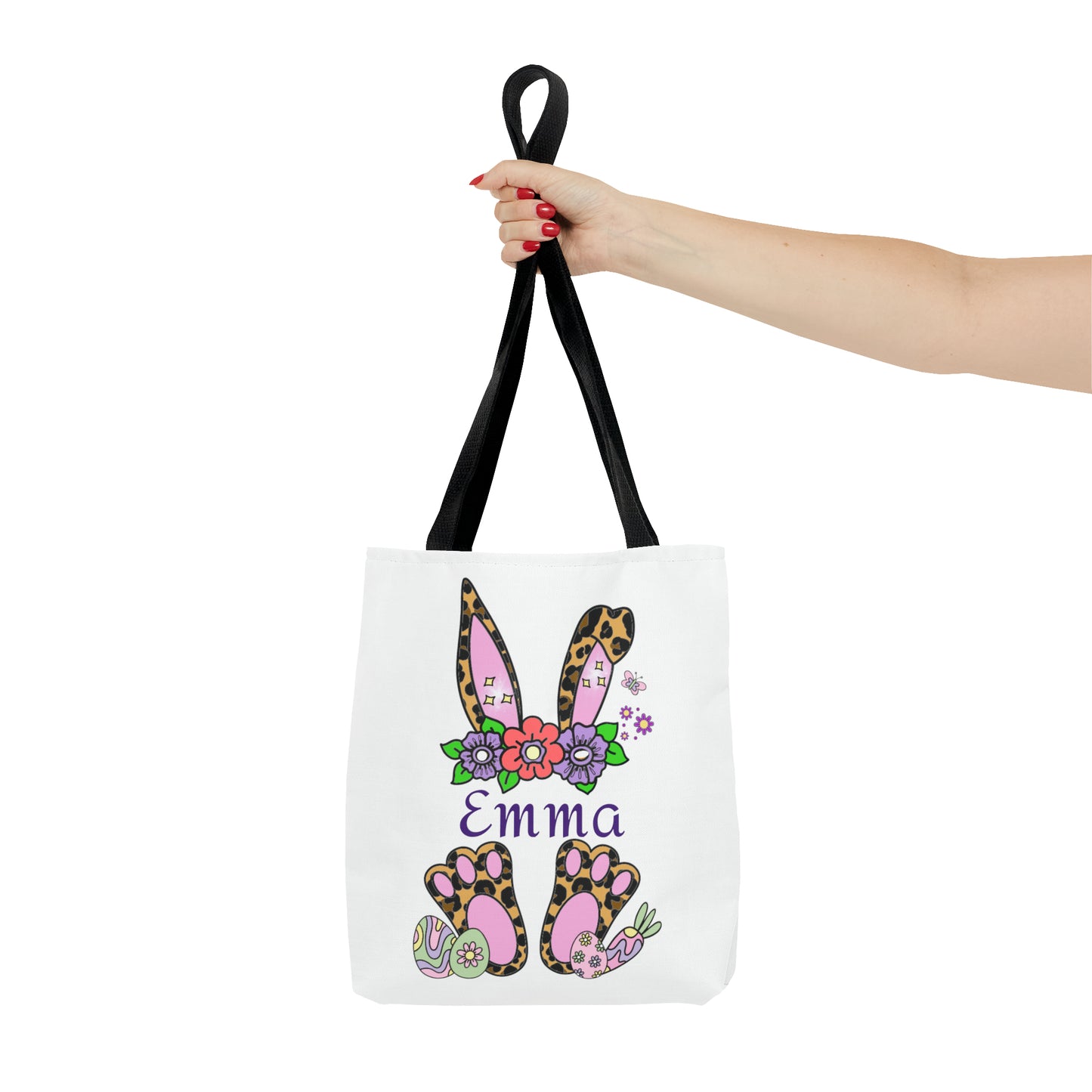 Personalized Easter Cheetah Print Tote Bag- Available in 2 sizes