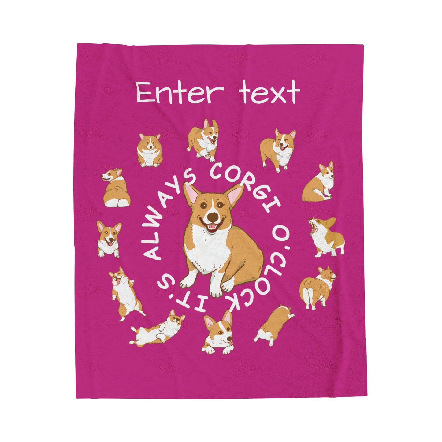 Corgi O'Clock Velveteen Plush Blanket- For your favorite Corgi Lover
