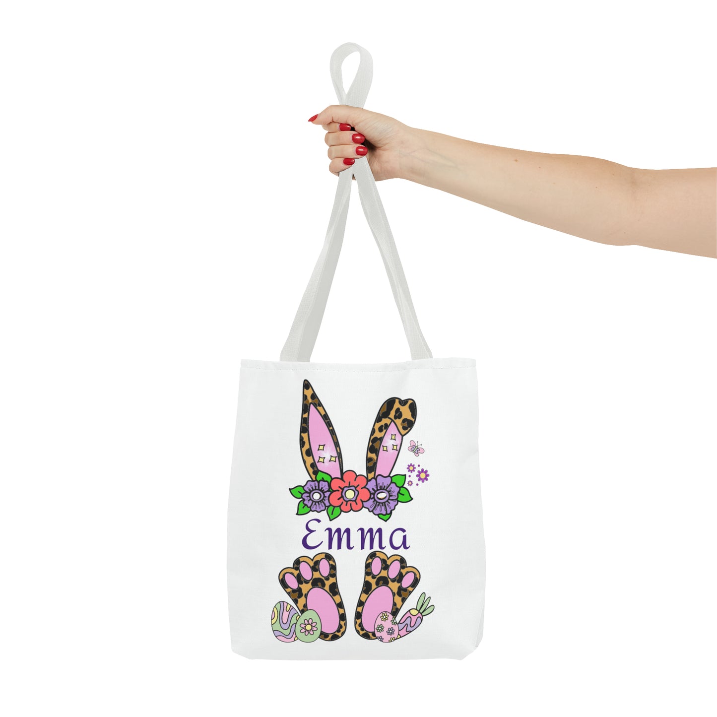 Personalized Easter Cheetah Print Tote Bag- Available in 2 sizes
