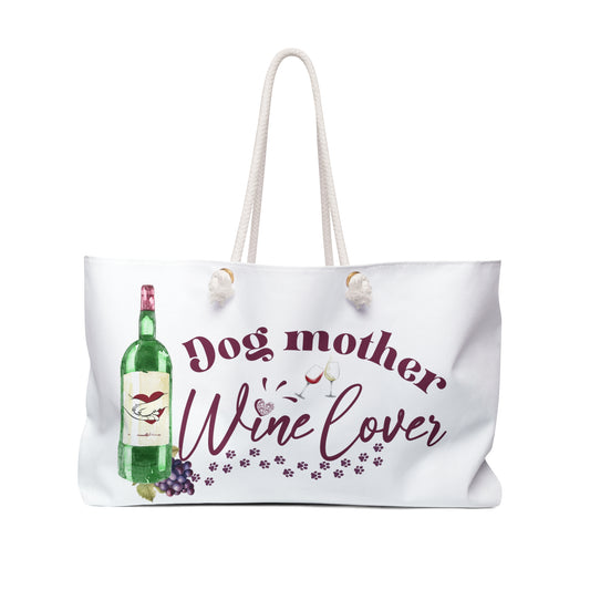 Wine and Dogs Weekender Bag- Large Tote Bag