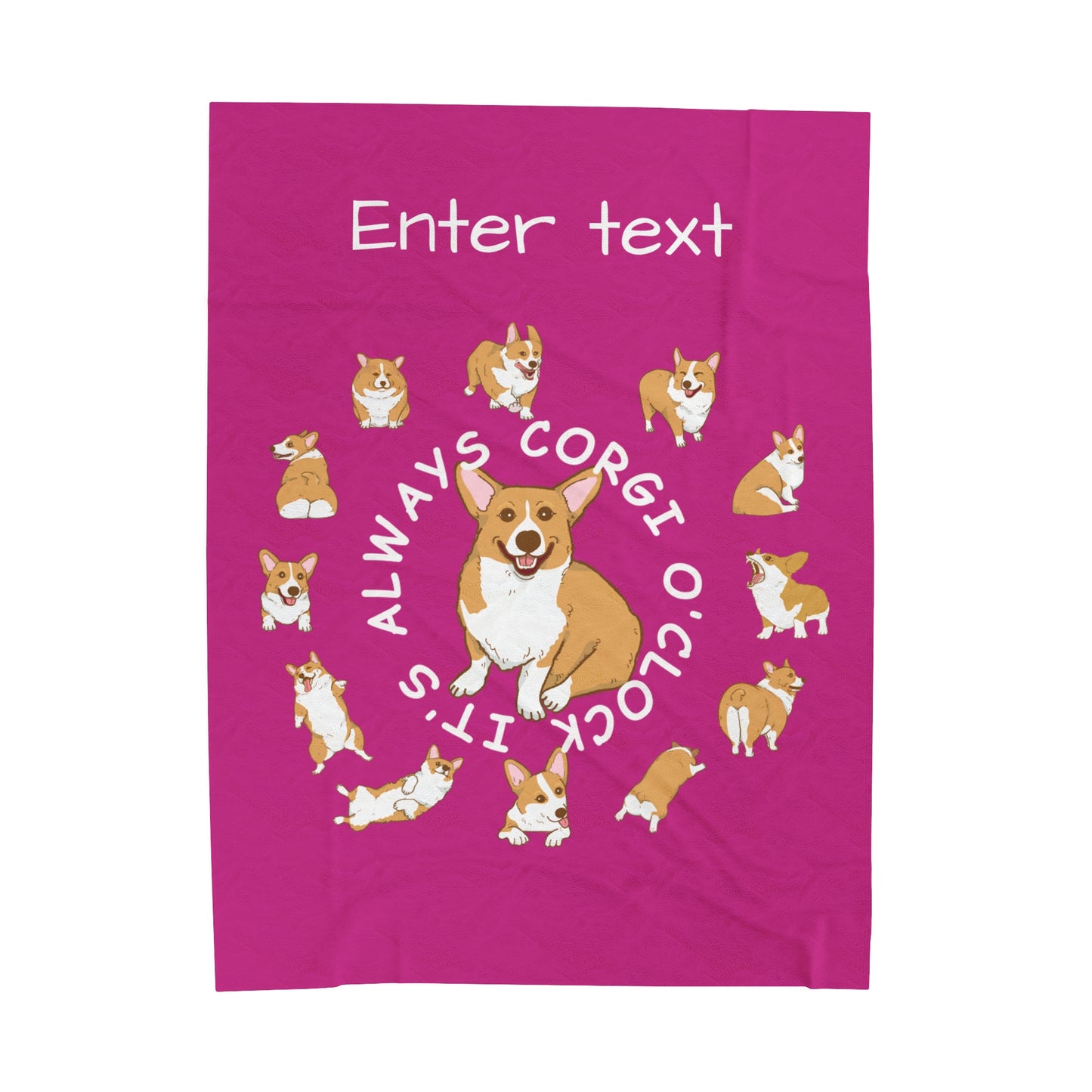Corgi O'Clock Velveteen Plush Blanket- For your favorite Corgi Lover