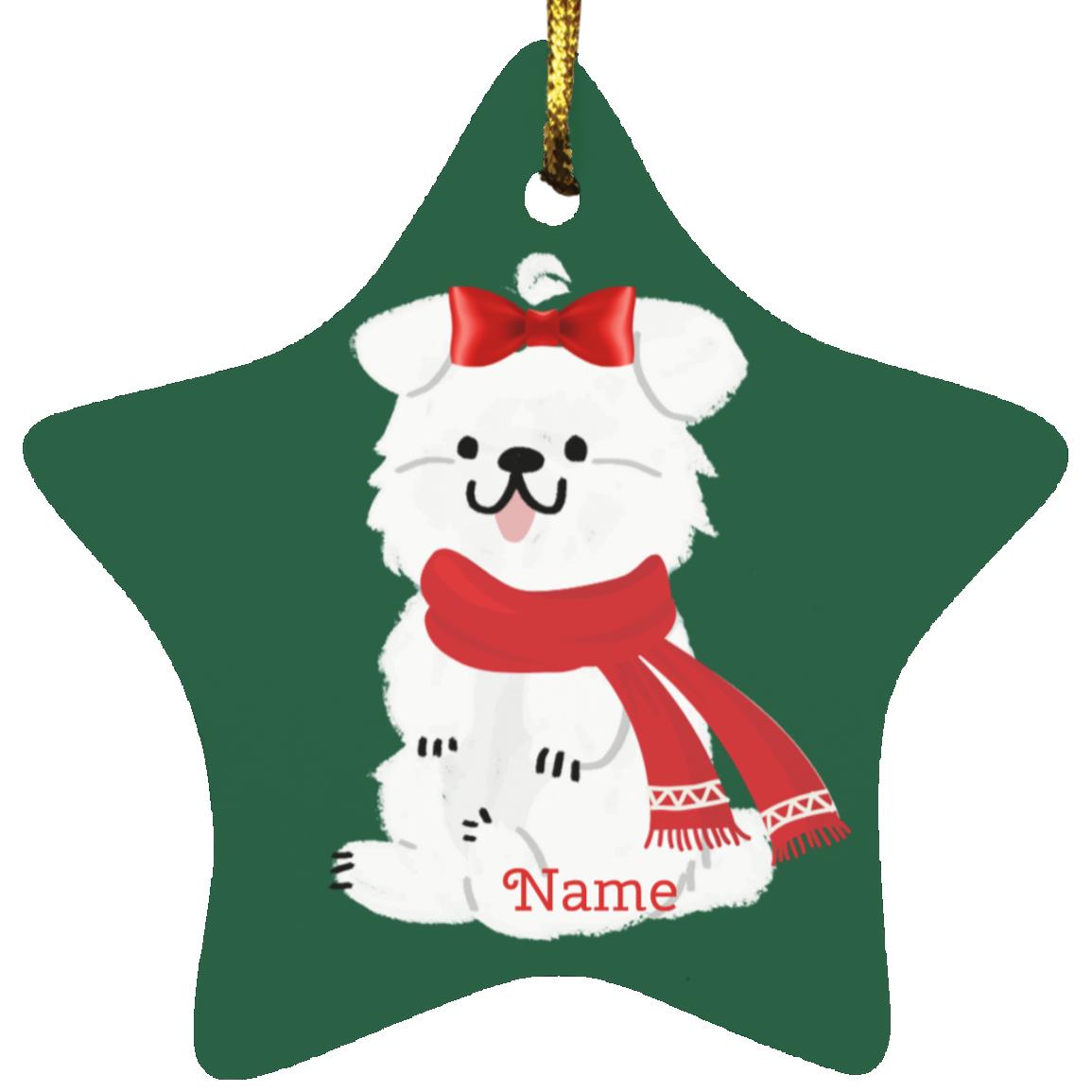 White Fluffy Dog Star Ornament