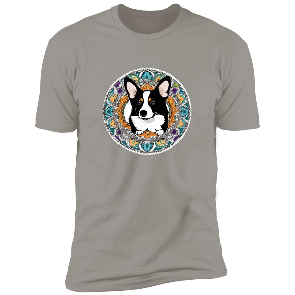 Black and White Corgi Mandala Style Tee Premium Short Sleeve Tee