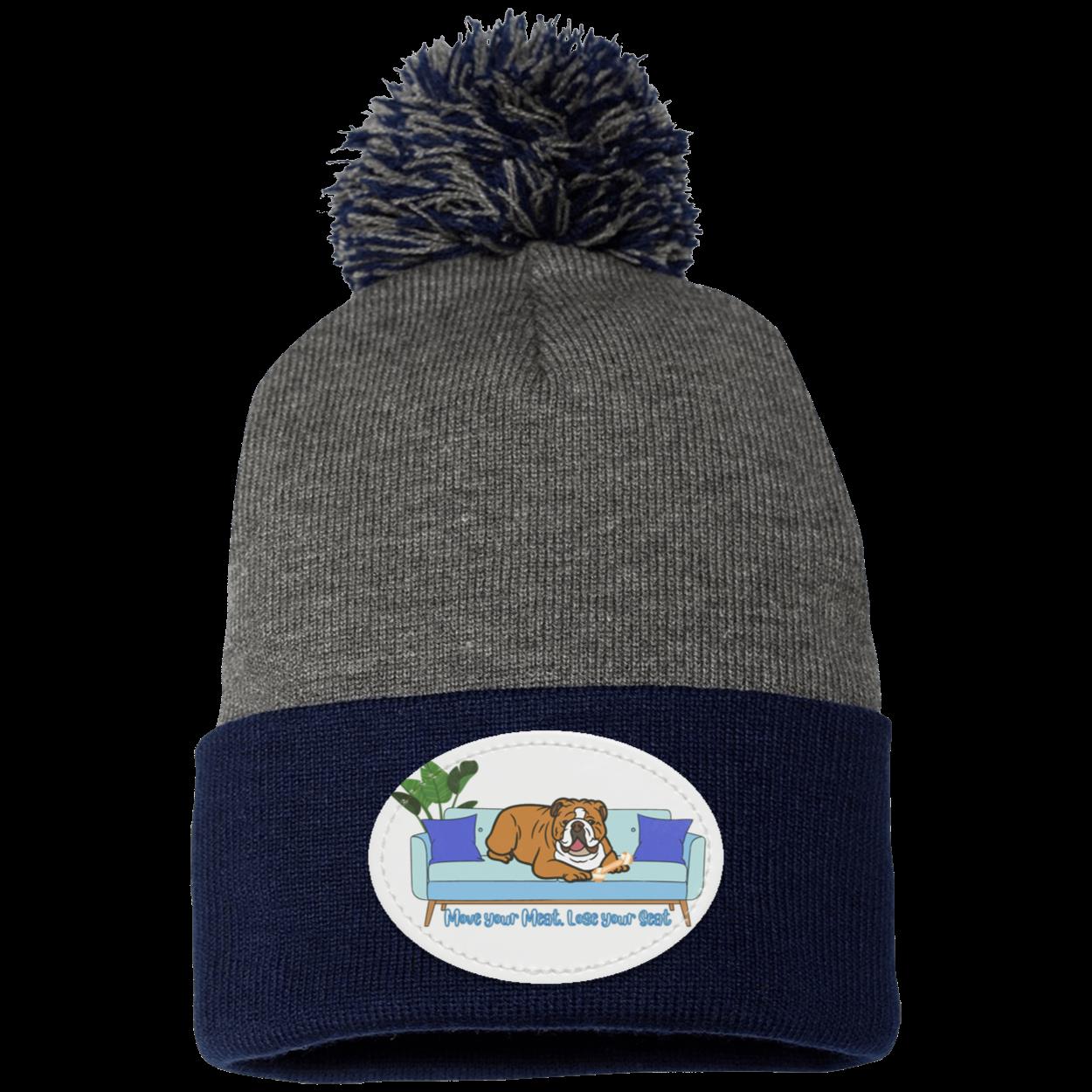 Funny Bulldog Pom Pom Knit Cap