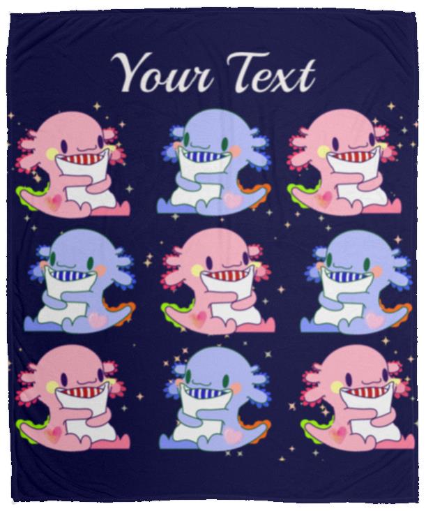 Axolotl Pattern Cozy & Soft Plush Fleece Blanket - (FREE PERSONALIZATION) 50x60in