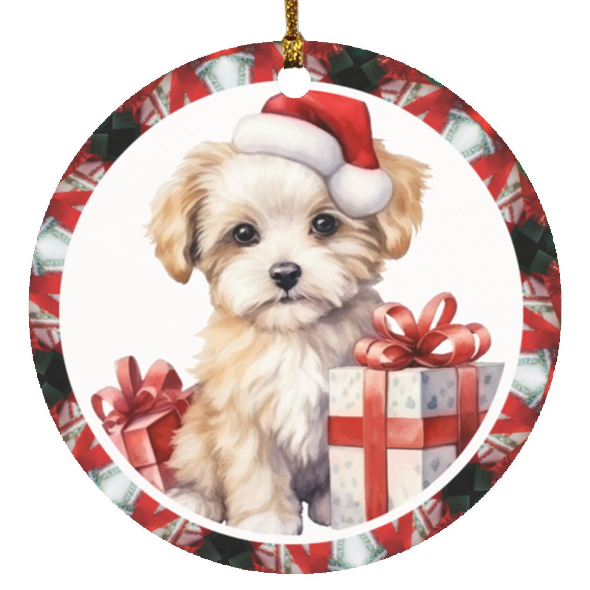 Adorable Dog Circle Ornament