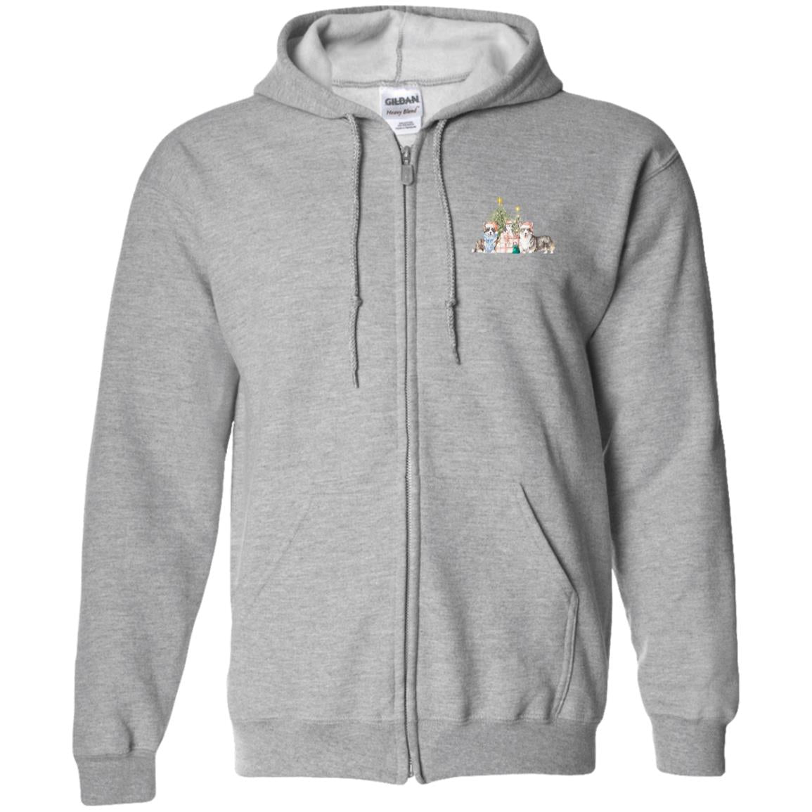 Christmas Corgi Zip Up Hooded Sweatshirt