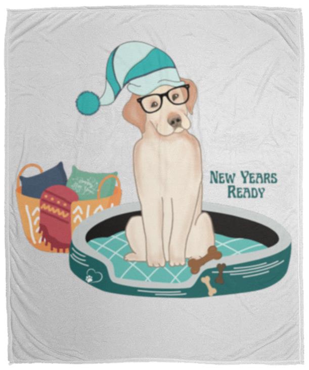 Labrador New Years Ready Cozy Plush Fleece Blanket - 50x60