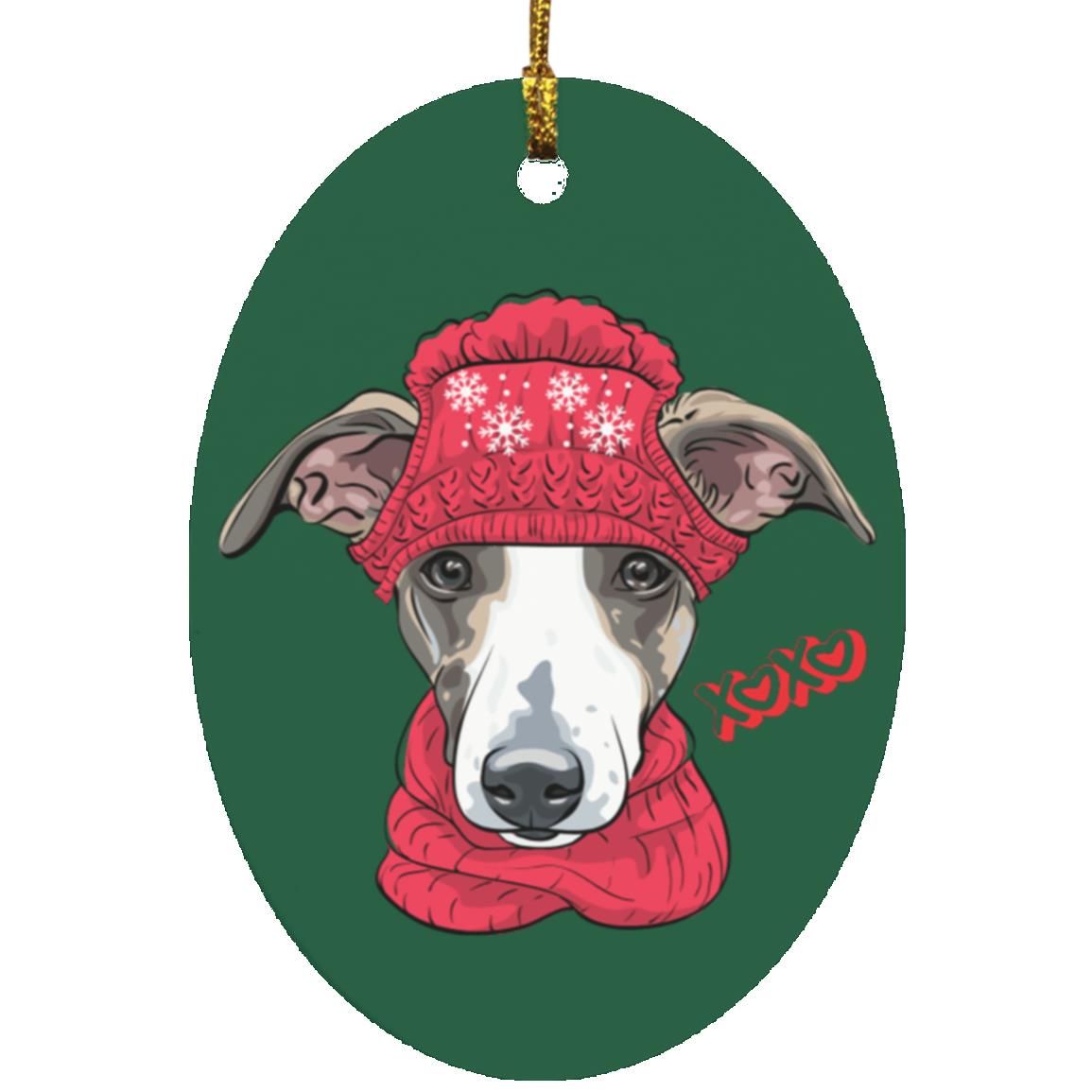 Greyhound Christmas Oval Ornament