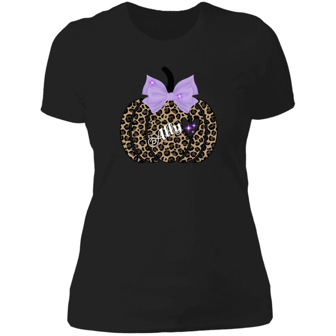 Personalized cheetah print pumpkin Ladies T-Shirt