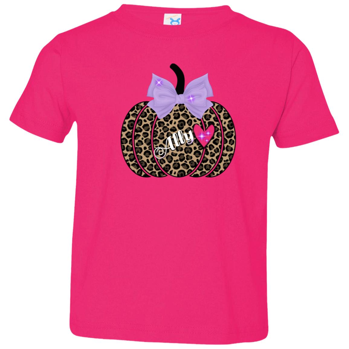 Personalized Cheetah Print Pumpkin Toddler T-Shirt