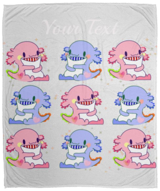 Axolotl Pattern Cozy & Soft Plush Fleece Blanket - (FREE PERSONALIZATION) 50x60in