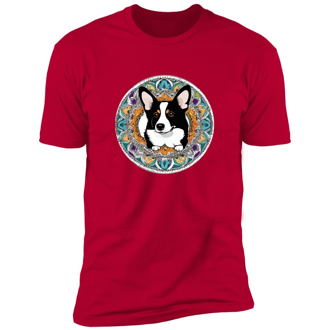 Black and White Corgi Mandala Style Tee Premium Short Sleeve Tee