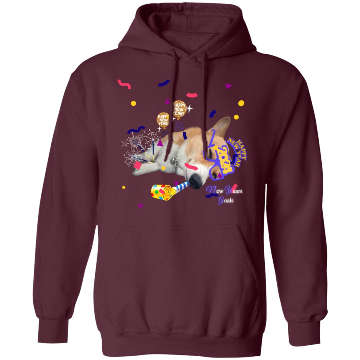 Happy New Years Corgi Pullover Hoodie