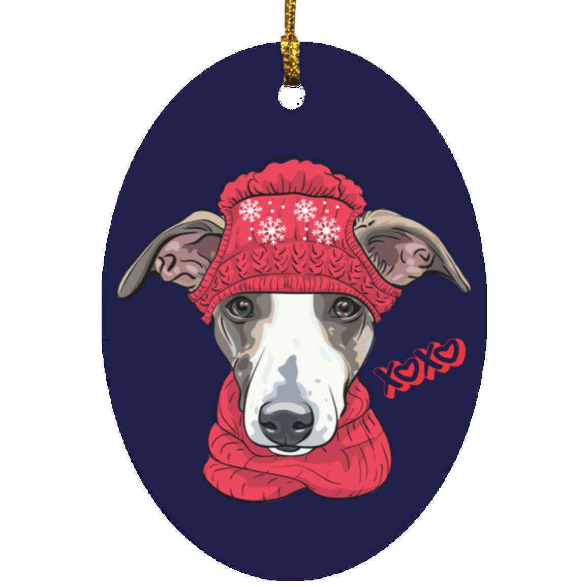 Greyhound Christmas Oval Ornament