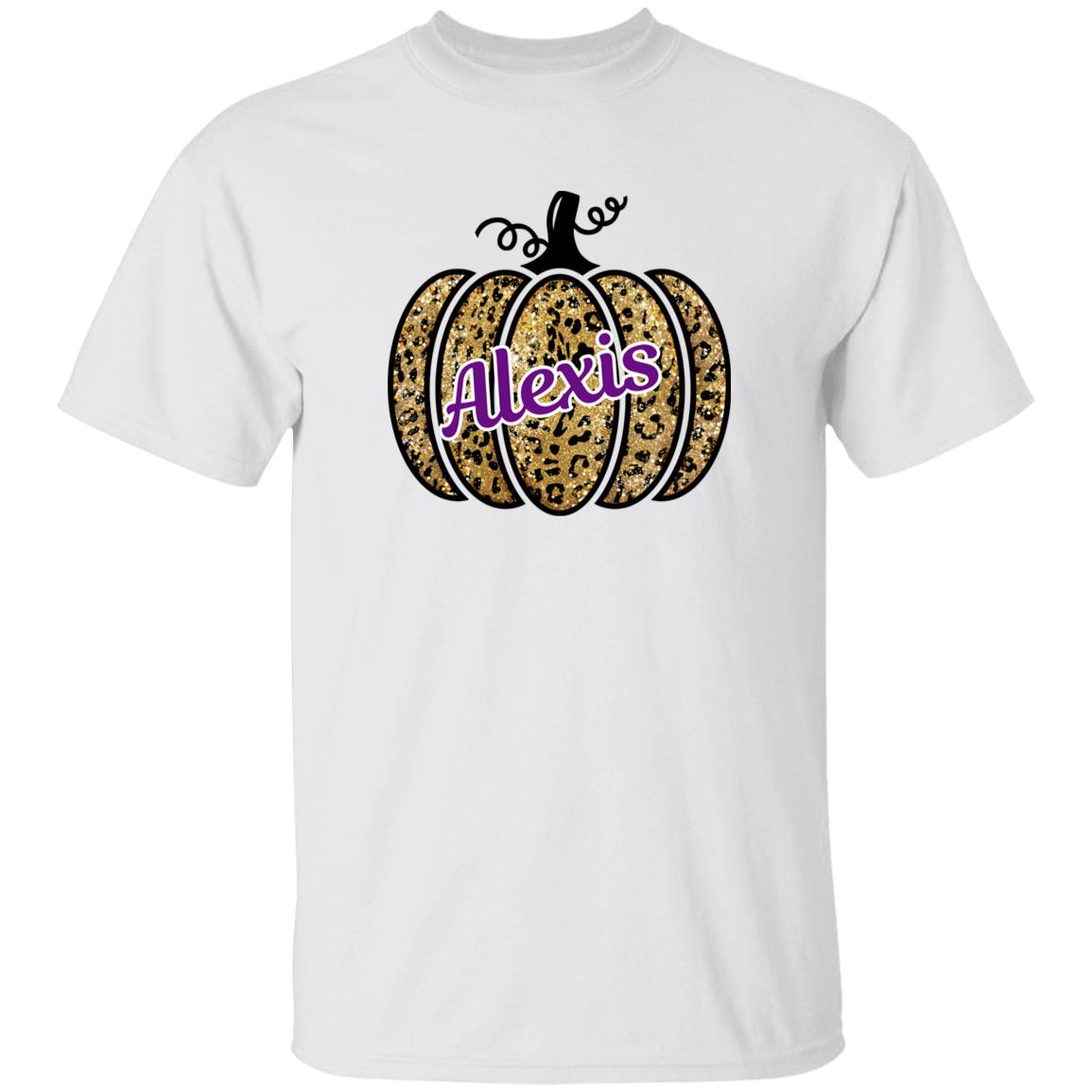 Personalized Pumpkin Cheetah Print Youth 100% Cotton T-Shirt
