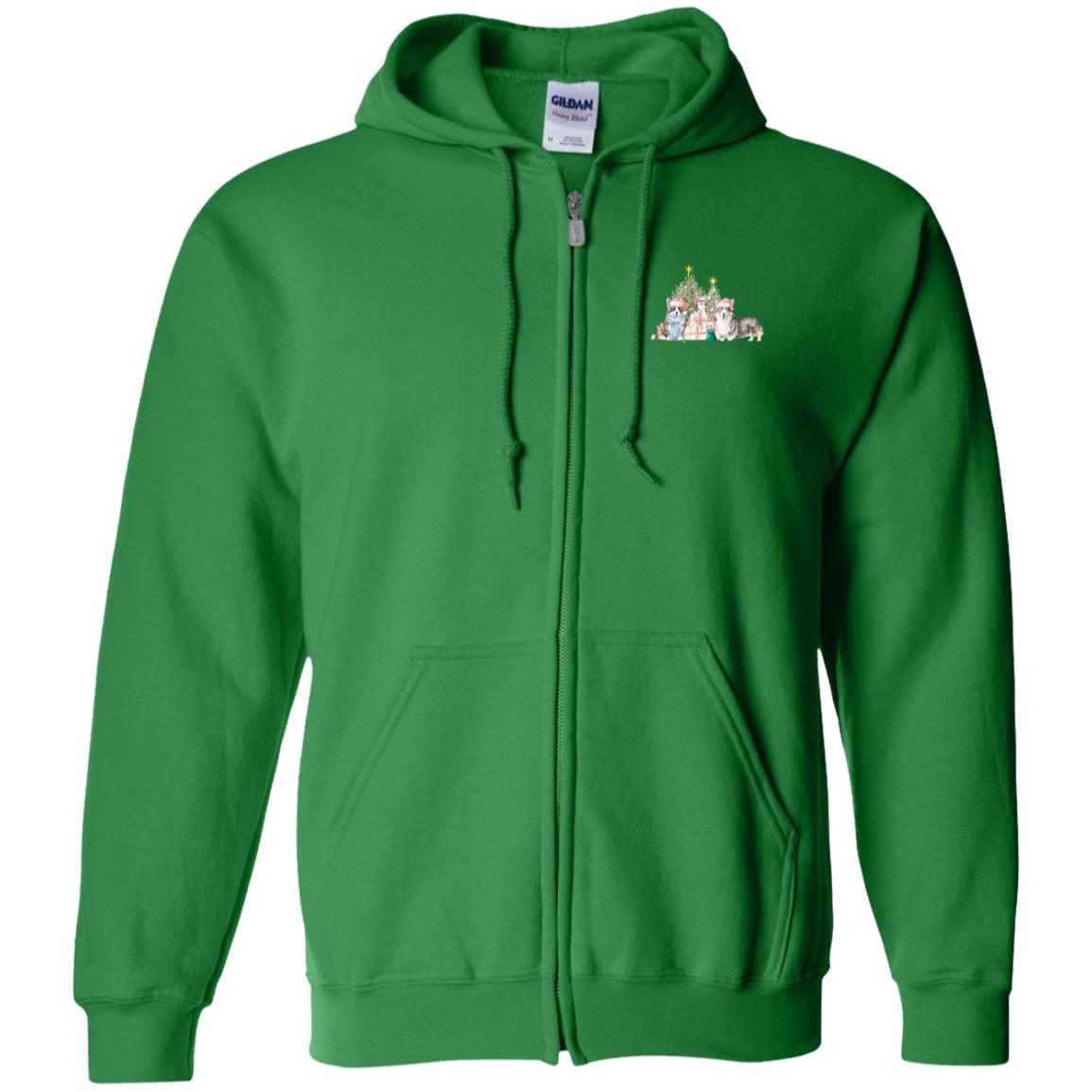 Christmas Corgi Zip Up Hooded Sweatshirt