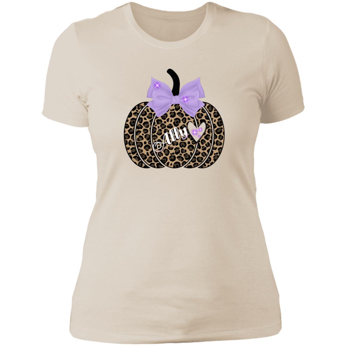 Personalized cheetah print pumpkin Ladies T-Shirt