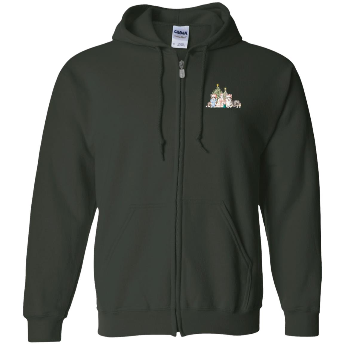 Christmas Corgi Zip Up Hooded Sweatshirt