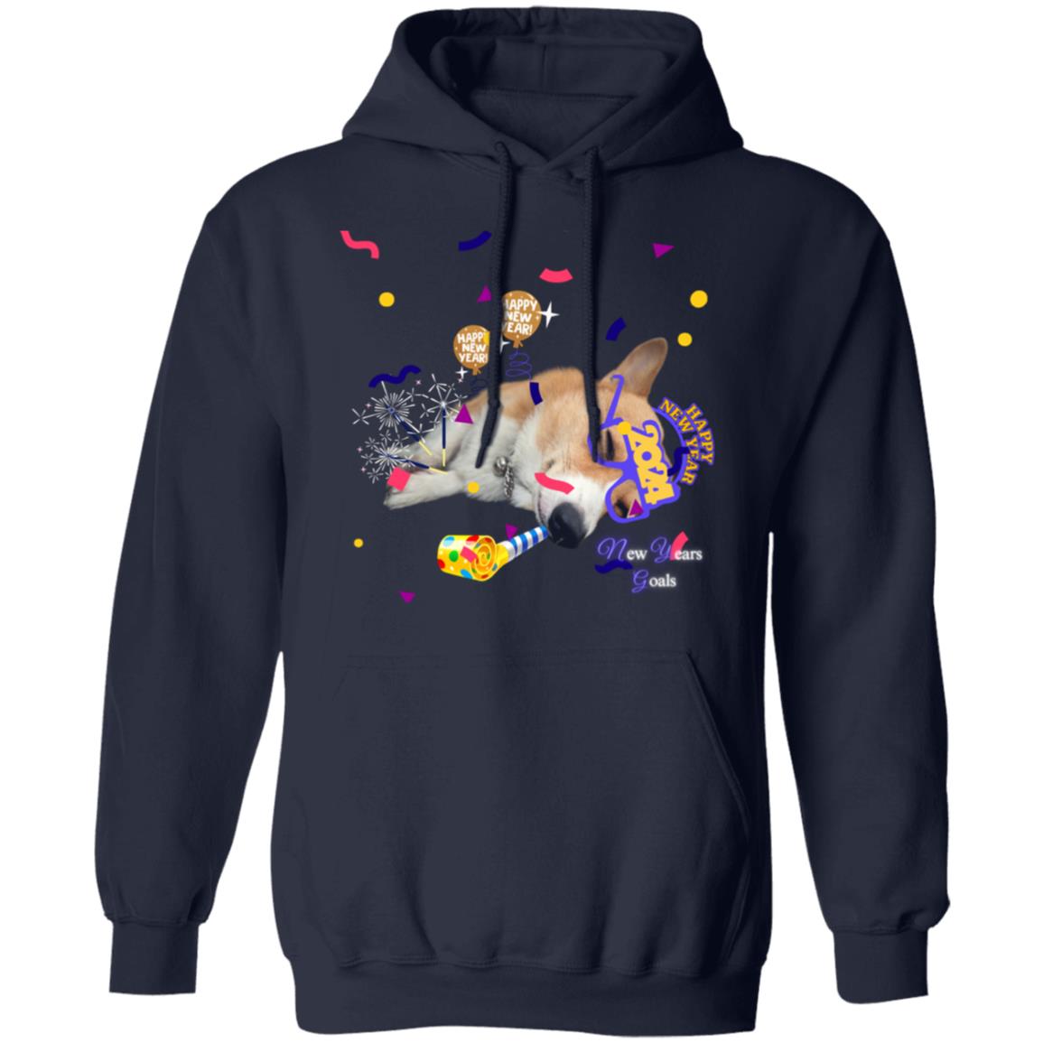 Happy New Years Corgi Pullover Hoodie