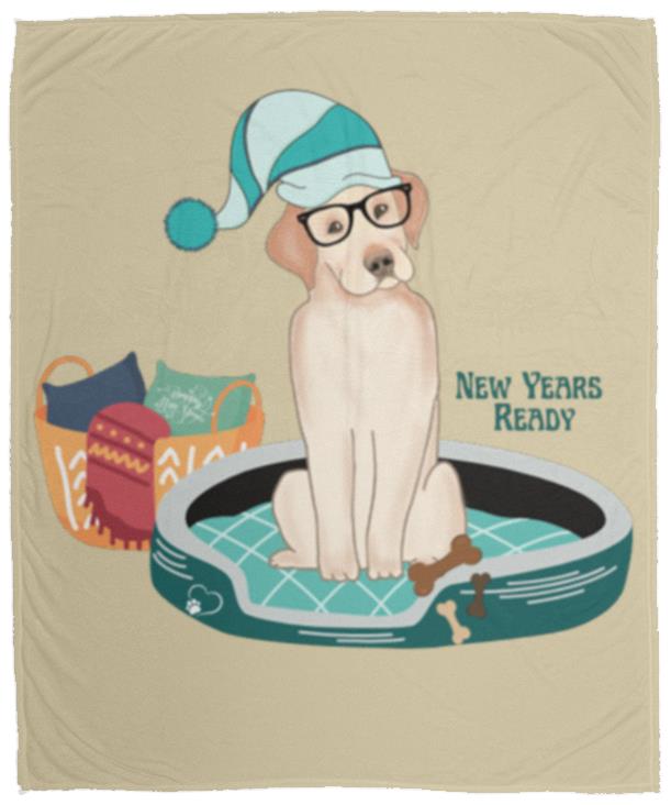 Labrador New Years Ready Cozy Plush Fleece Blanket - 50x60
