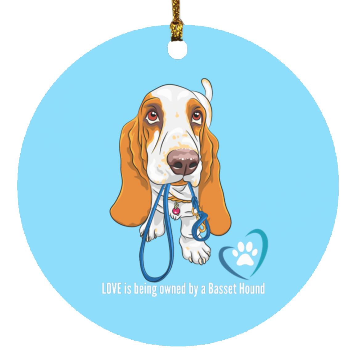 Basset Hound Love Circle Ornament