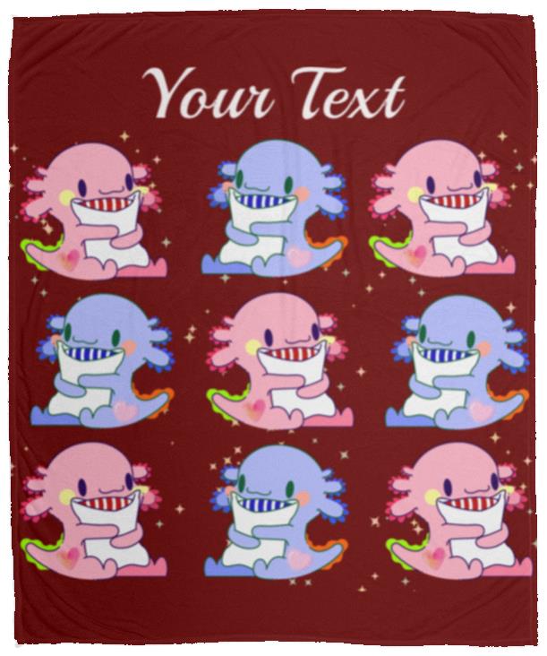 Axolotl Pattern Cozy & Soft Plush Fleece Blanket - (FREE PERSONALIZATION) 50x60in