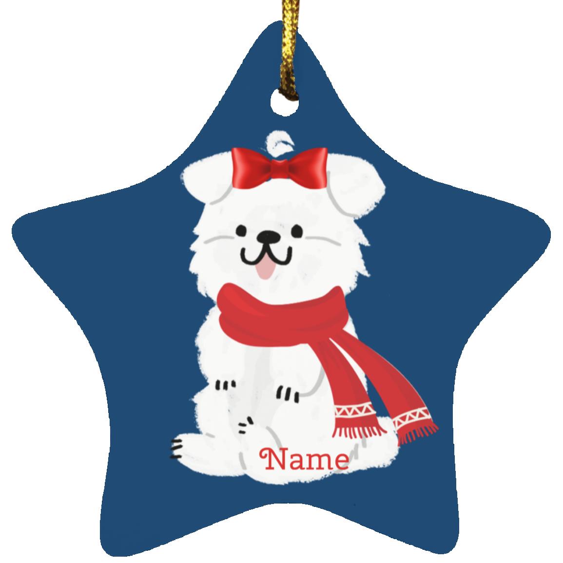 White Fluffy Dog Star Ornament
