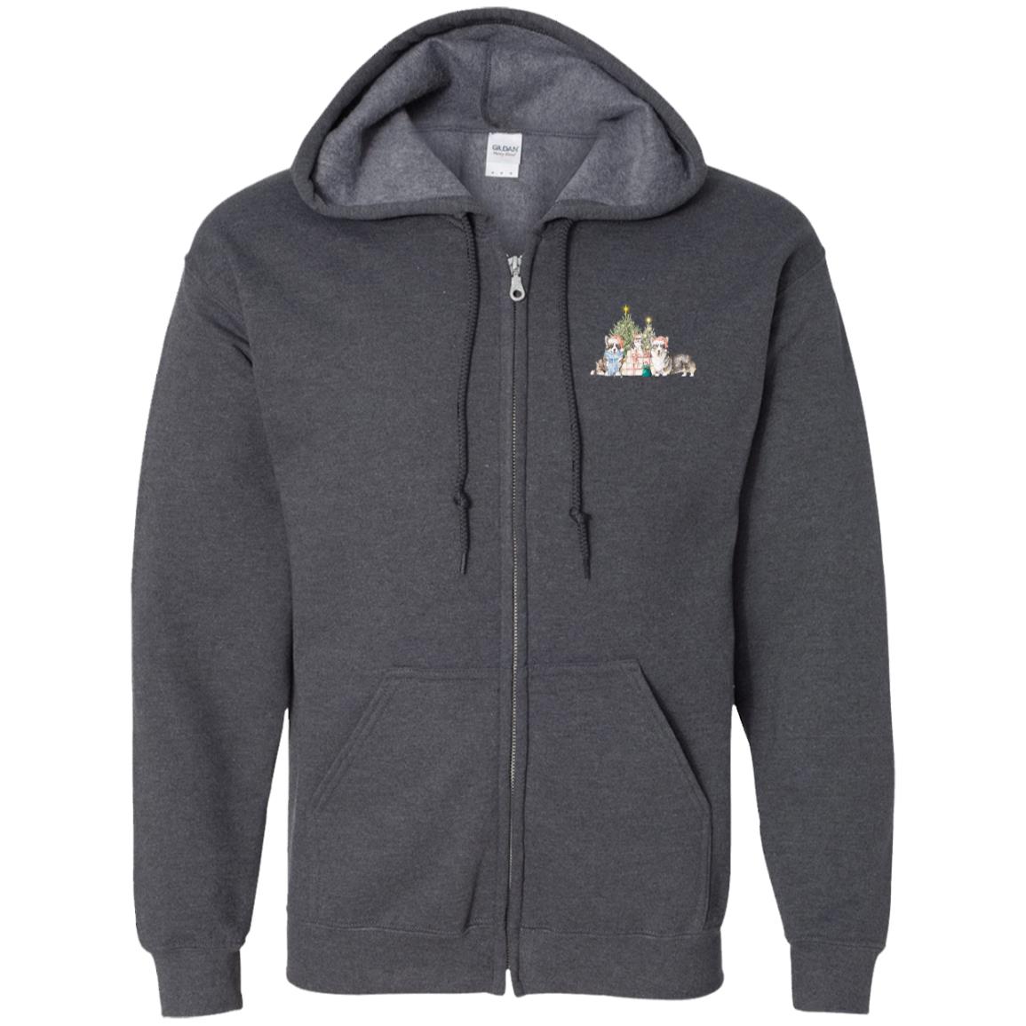 Christmas Corgi Zip Up Hooded Sweatshirt