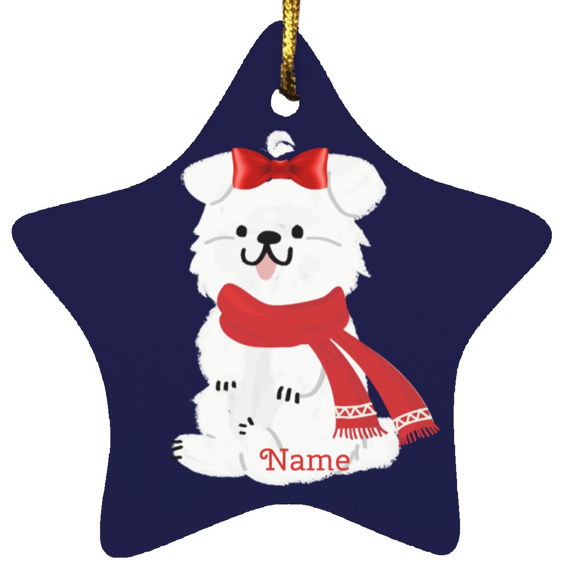 White Fluffy Dog Star Ornament