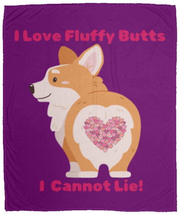Corgi Fluffy Butts Cozy Plush Fleece Blanket - Size 50x60in