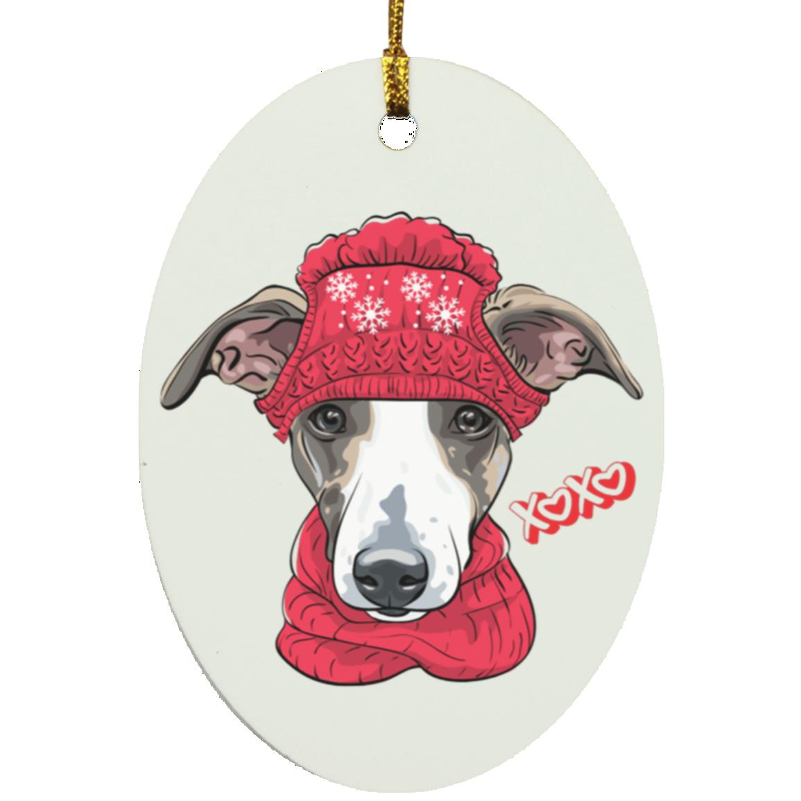 Greyhound Christmas Oval Ornament