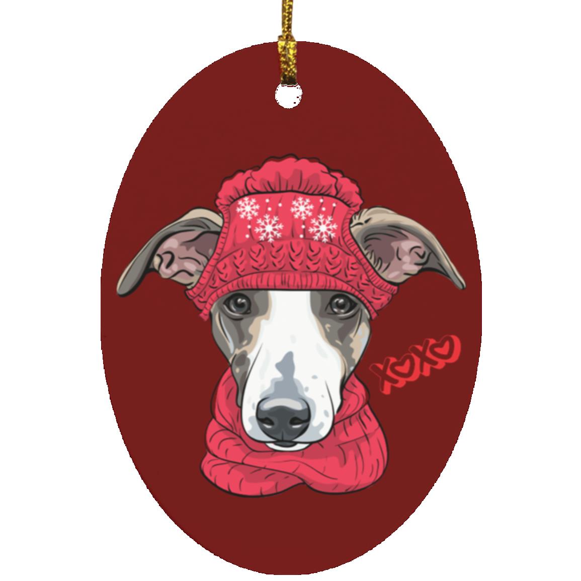 Greyhound Christmas Oval Ornament