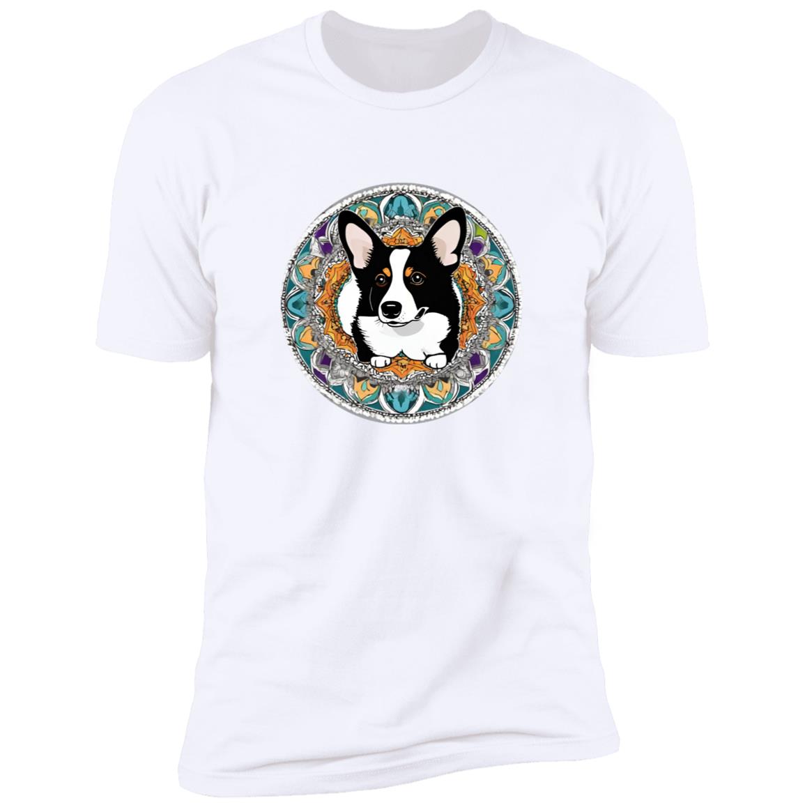 Black and White Corgi Mandala Style Tee Premium Short Sleeve Tee