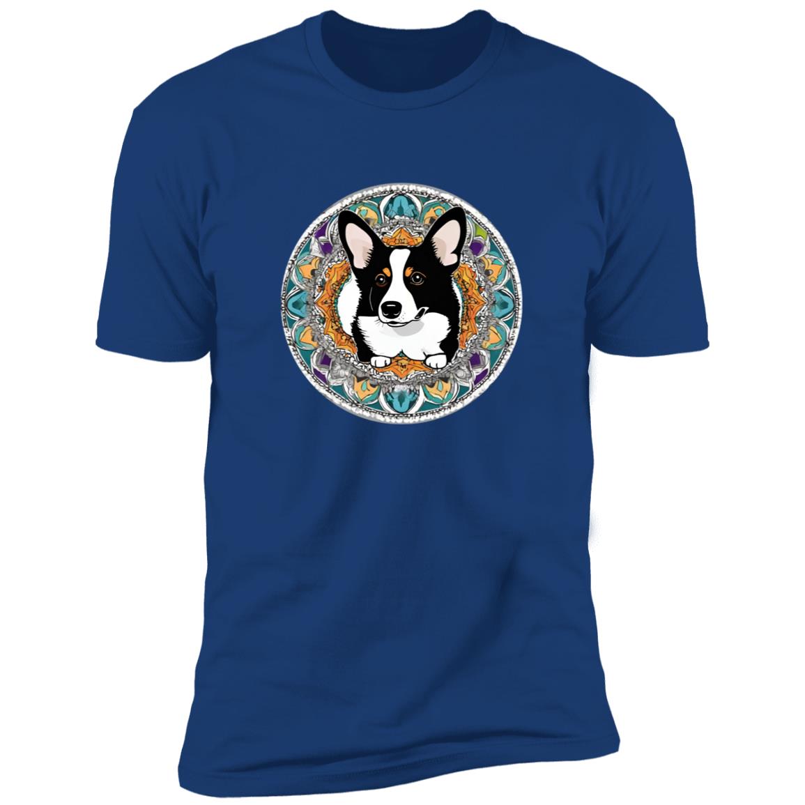 Black and White Corgi Mandala Style Tee Premium Short Sleeve Tee