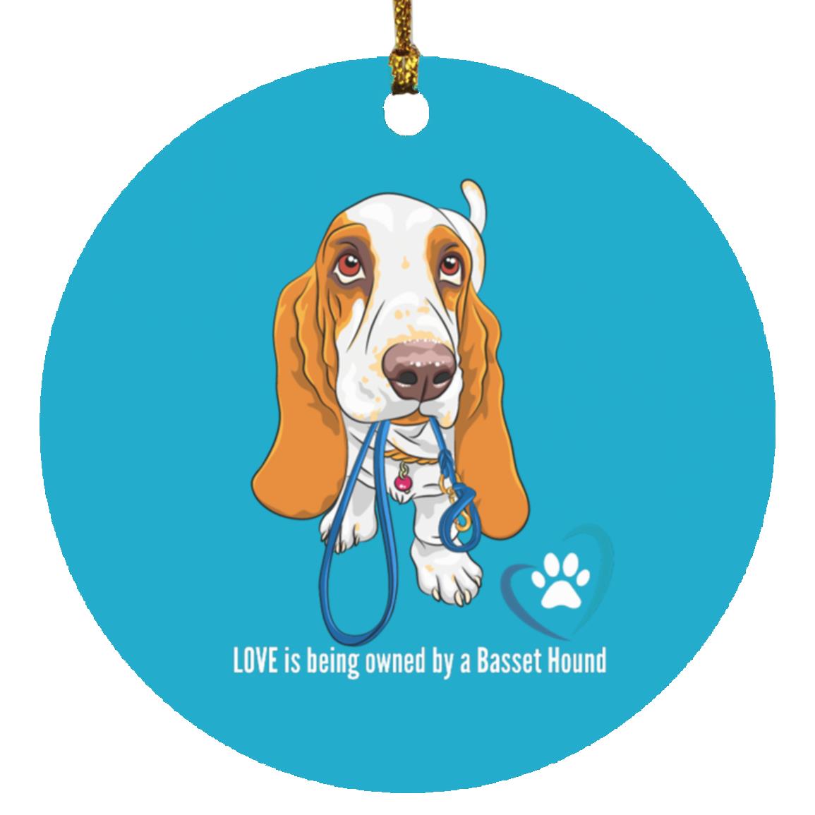 Basset Hound Love Circle Ornament