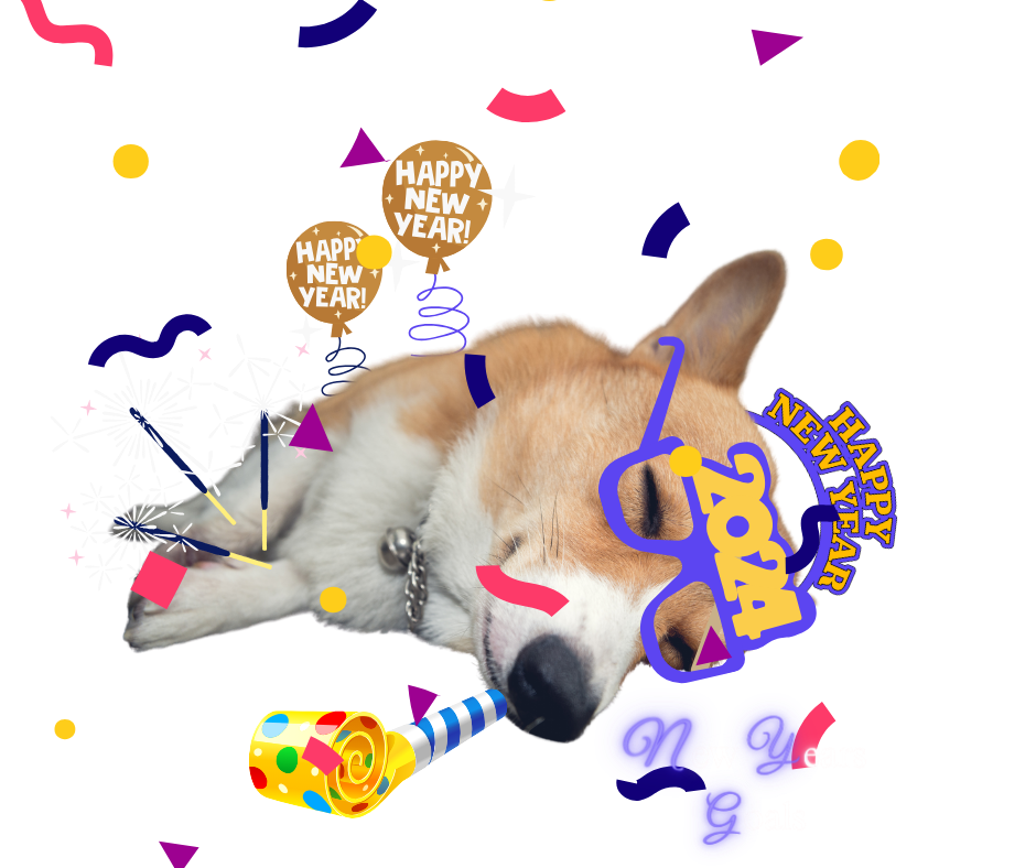 Happy New Years Corgi Pullover Hoodie