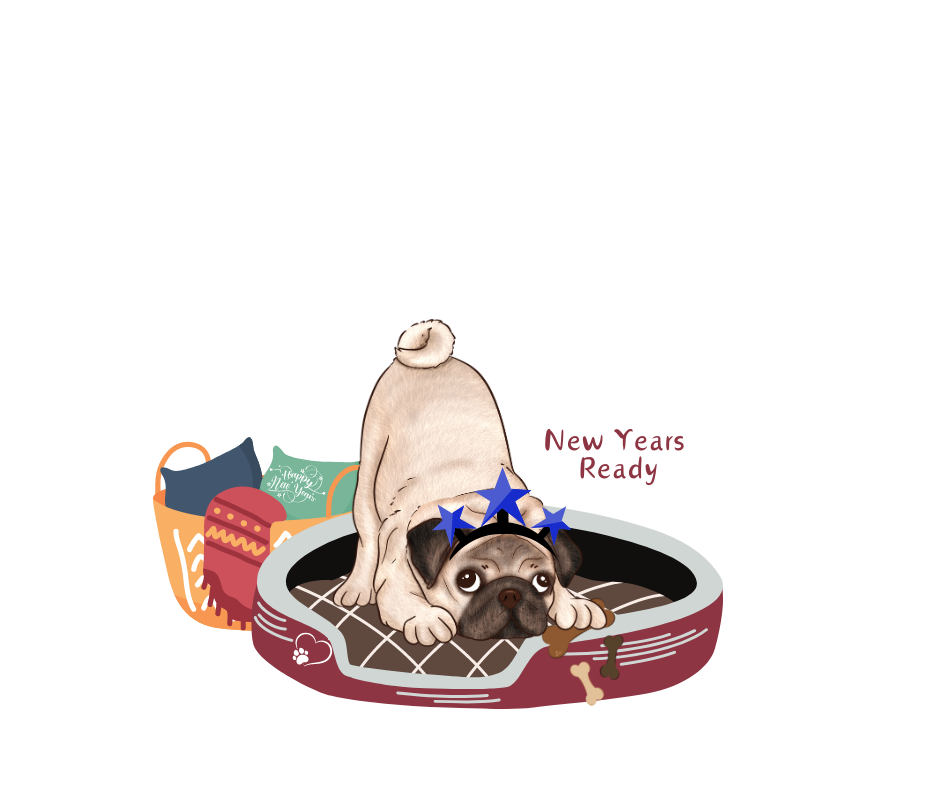 Love Pugs? Enjoy this cute pug who is getting New Years Ready Sweatshirt