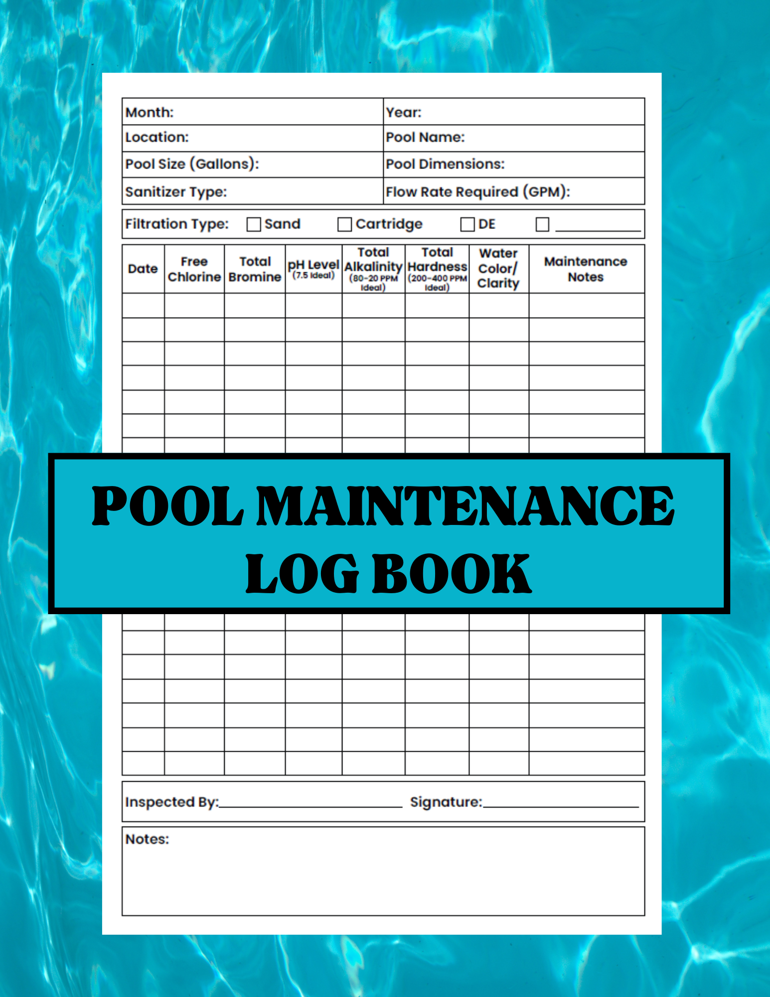 pool-maintenance-log-book-easy-to-use-to-track-chemicals-and-more-trends-by-k-a for Free Printable Pool Log Sheet Pool Maintenance Log Book- Easy to Use to track chemicals and more – Trends by K & A for Free Printable Pool Log Sheet