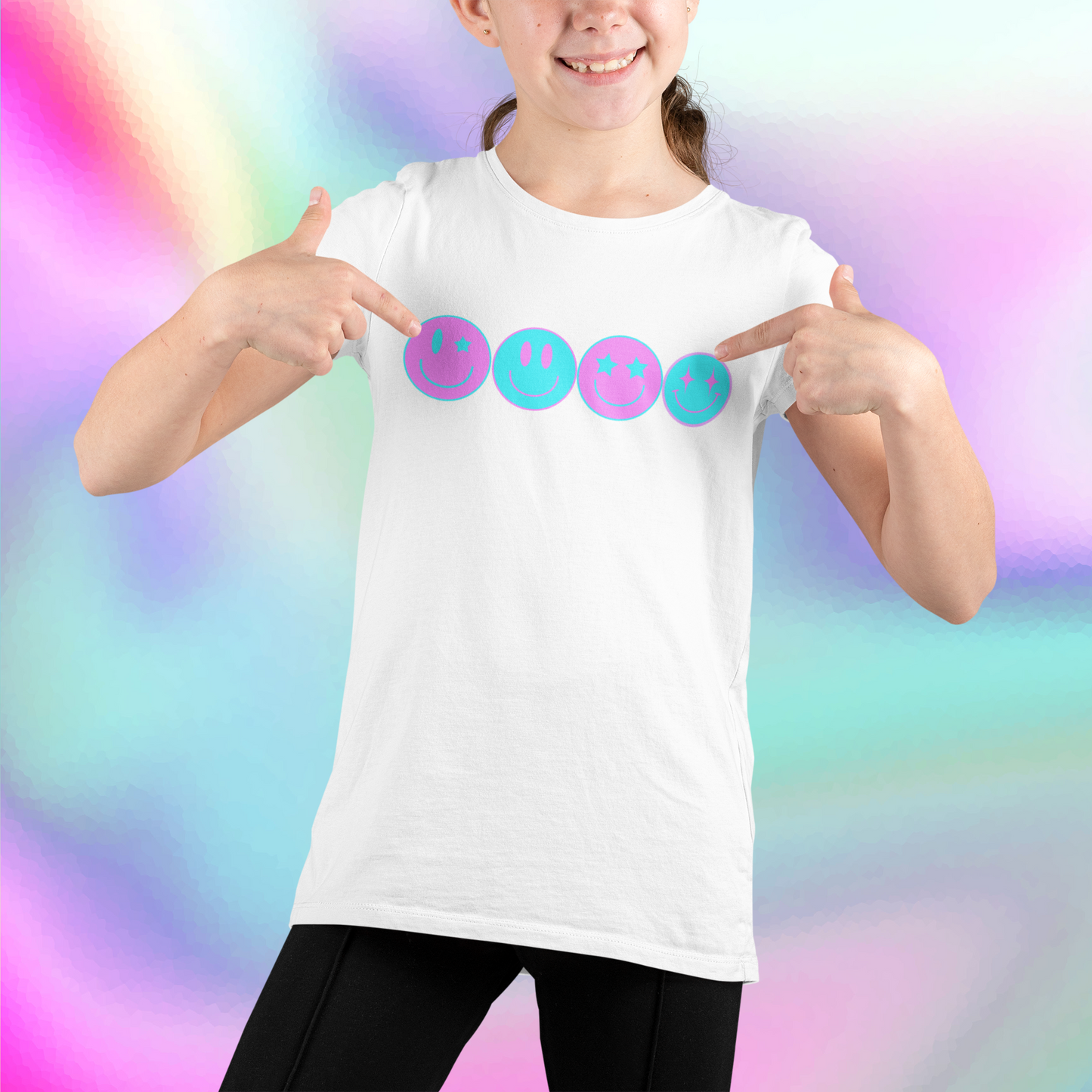 Preppy Aesthetic Smiley Face Girls' T-Shirt