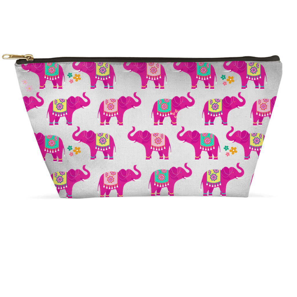 Cute Elephant Cosmetic Bag, small purse or pencil carrier- Two Sizes Available