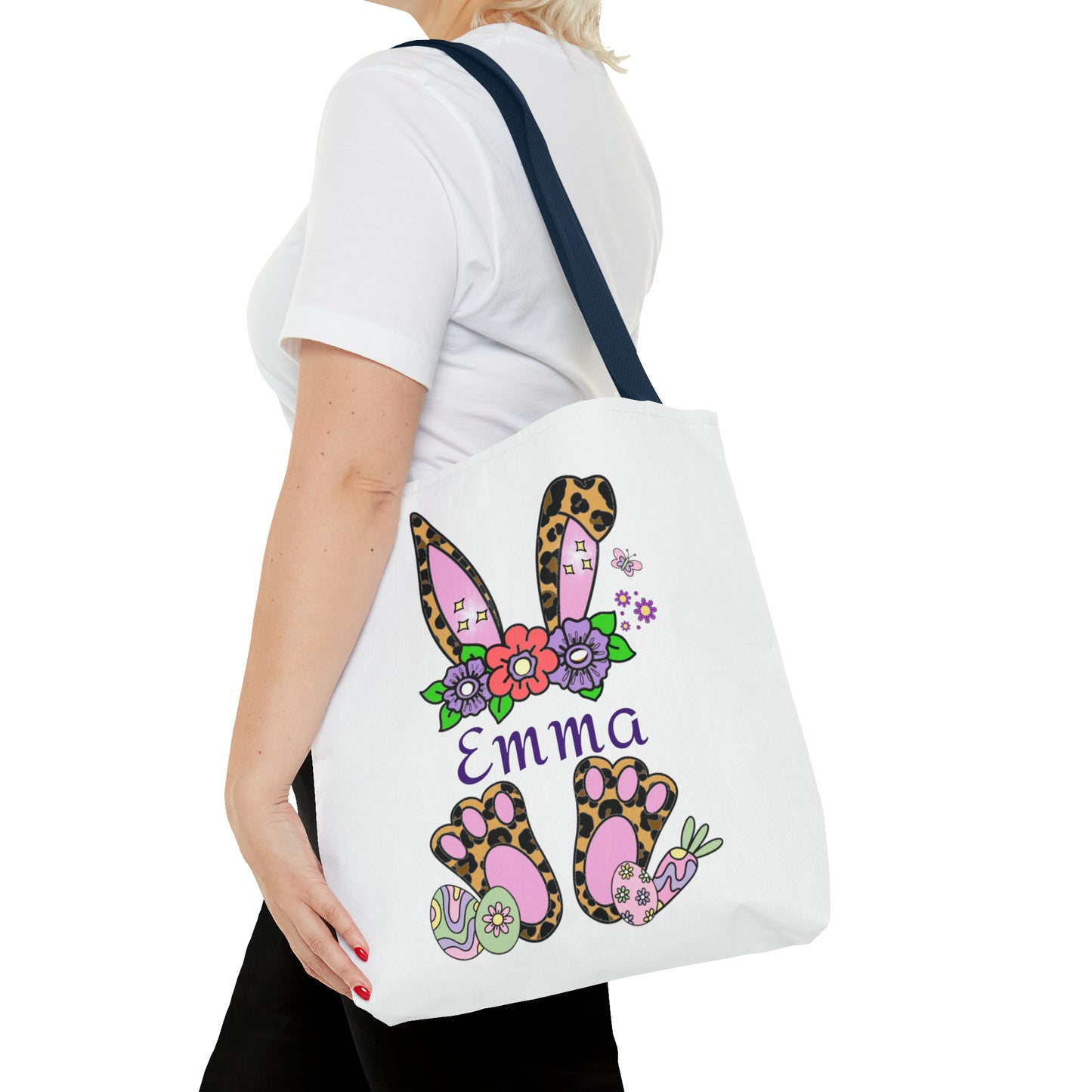 Personalized Easter Cheetah Print Tote Bag- Available in 2 sizes