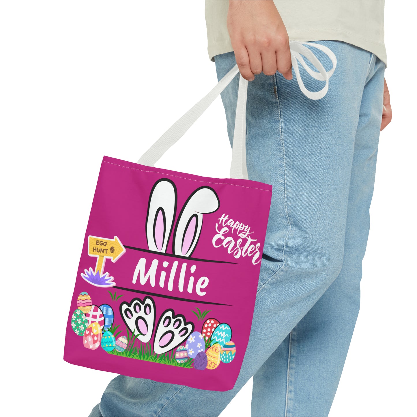 Personalizable Easter Tote Bag- Easter Bag. Easter Basket-Pink