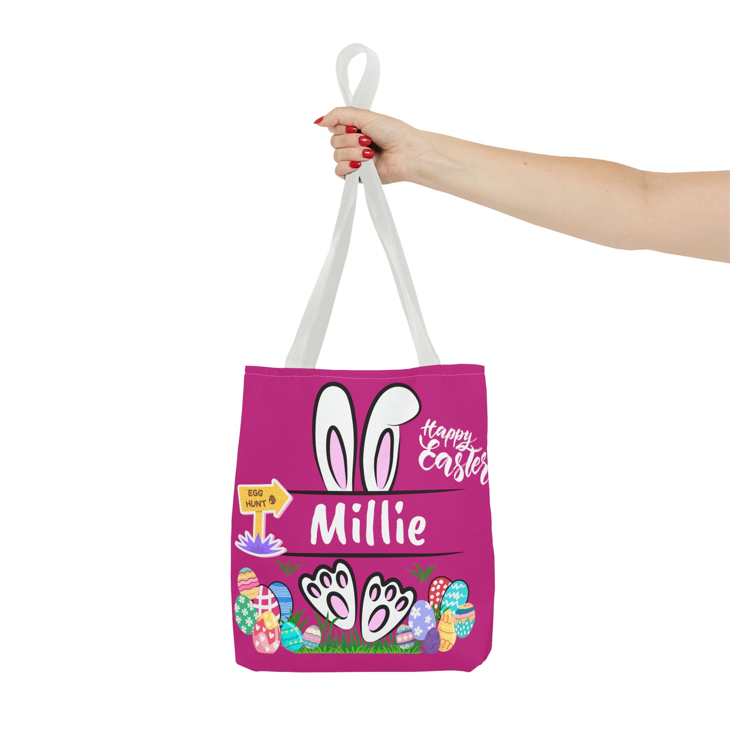 Personalizable Easter Tote Bag- Easter Bag. Easter Basket-Pink