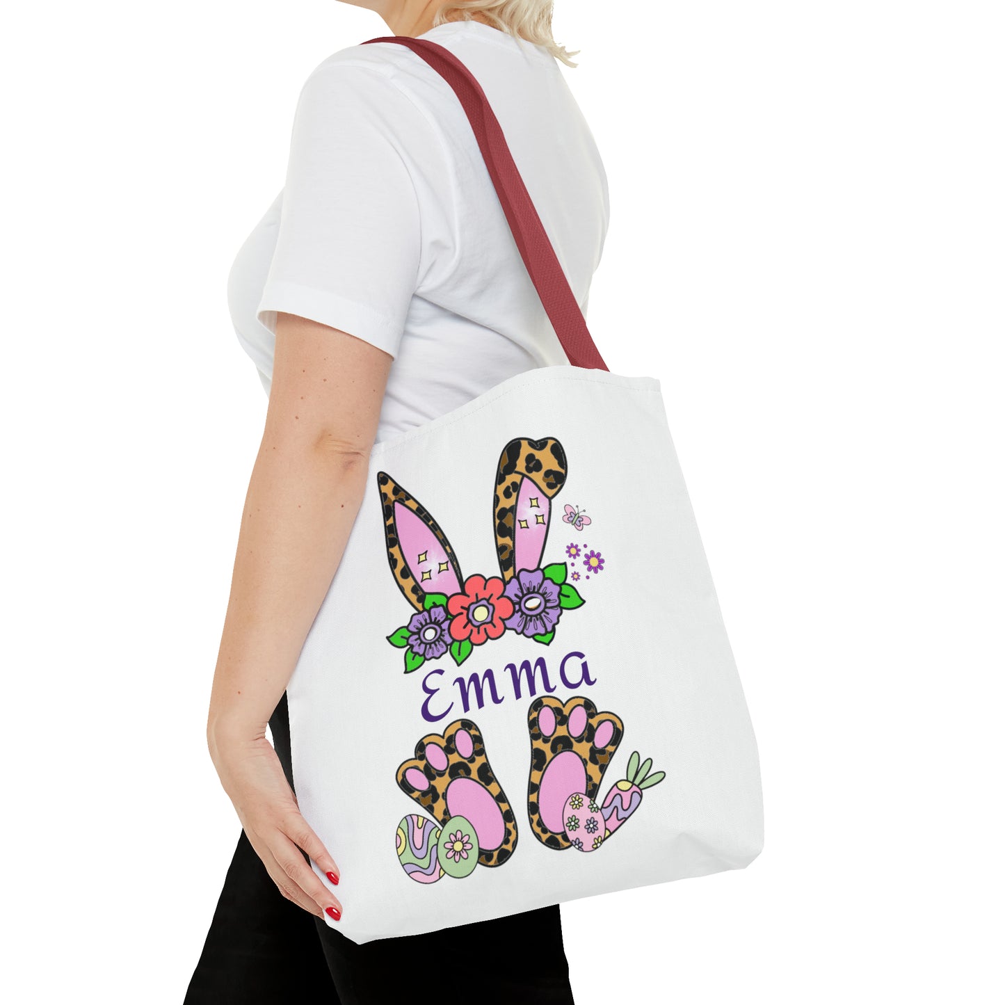 Personalized Easter Cheetah Print Tote Bag- Available in 2 sizes