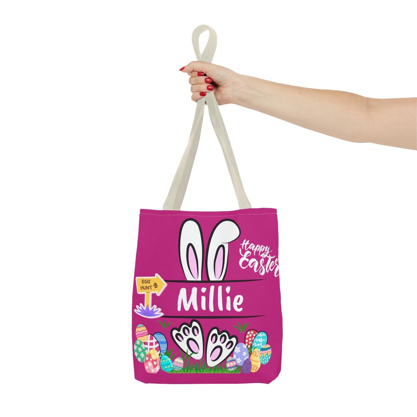 Personalizable Easter Tote Bag- Easter Bag. Easter Basket-Pink