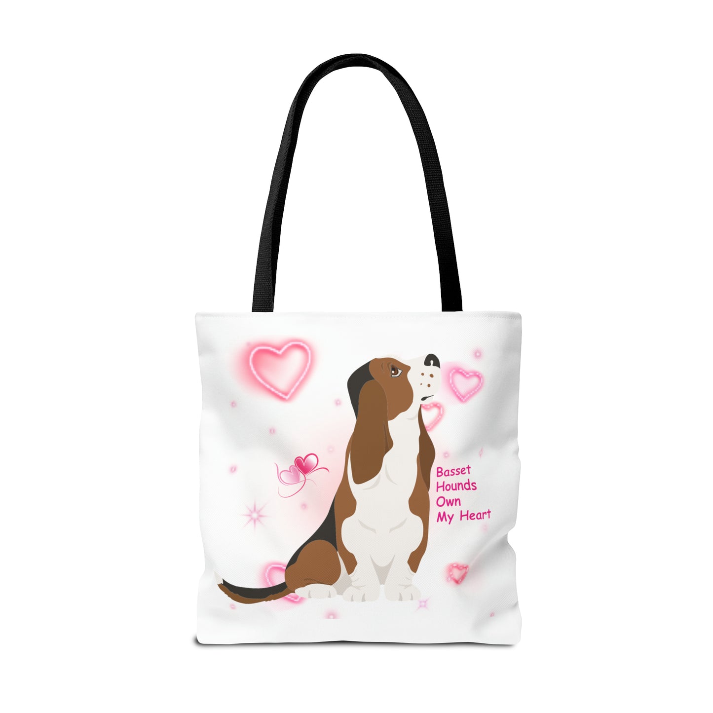 Basset Hound Large 18 x 18 Tote Bag that says Basset Hounds own my heart